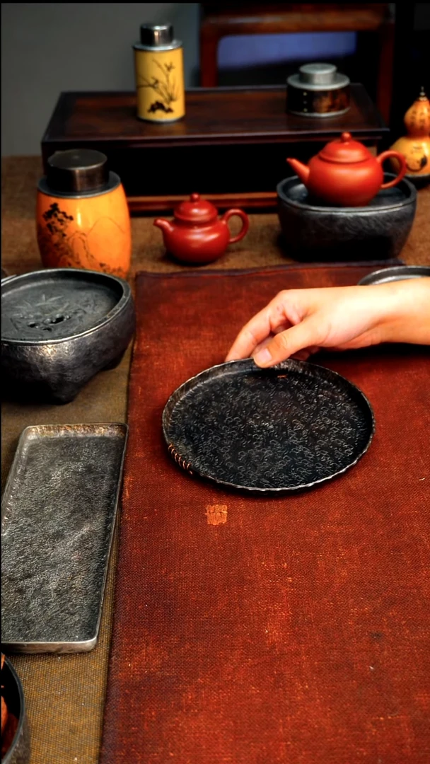 9367瑕疵福利品纯锡缠绕铜丝厚款壶承