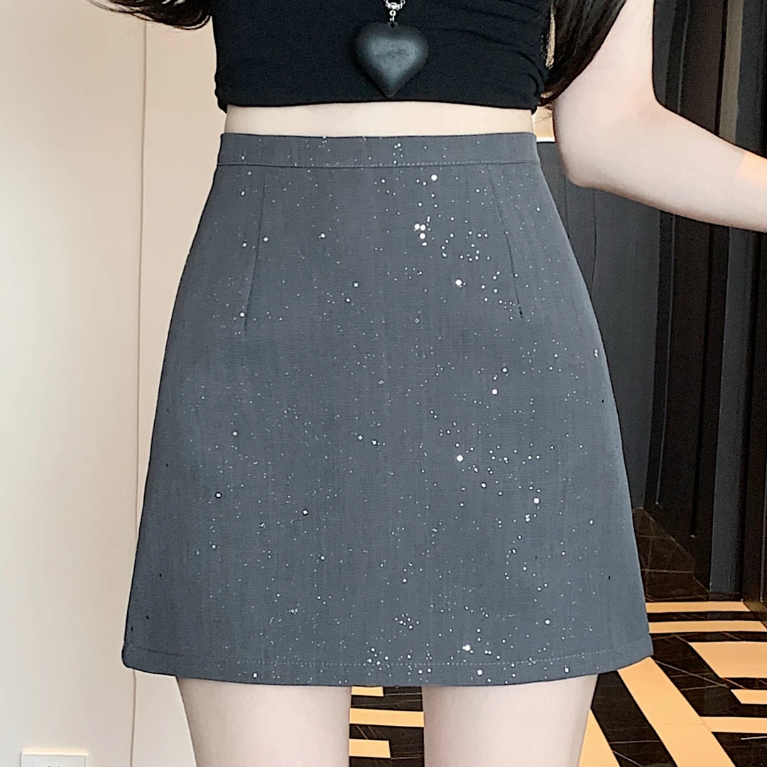 亮片西装半身裙春装女款2025年新款A字裙短裙高腰包臀裙裤裙裙子