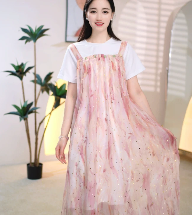 新款时尚百搭宽松大码气质减龄连衣裙-82080