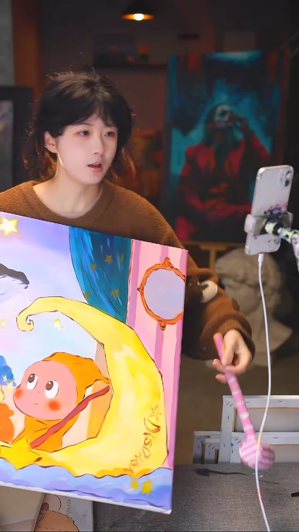 油画二****二星星人丙烯画纯手绘