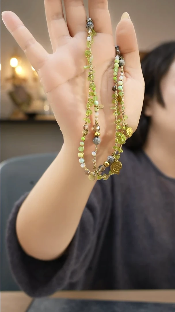 铜合金无春**花绿色细项链