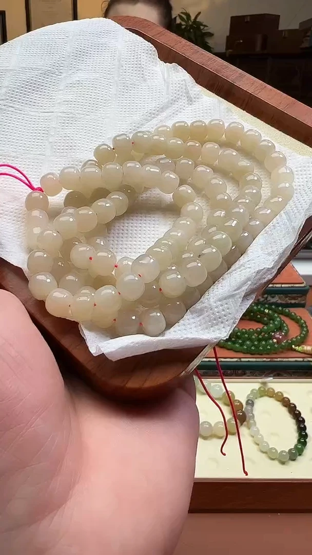 颈饰未镶嵌和田玉8mm藕粉老型链子