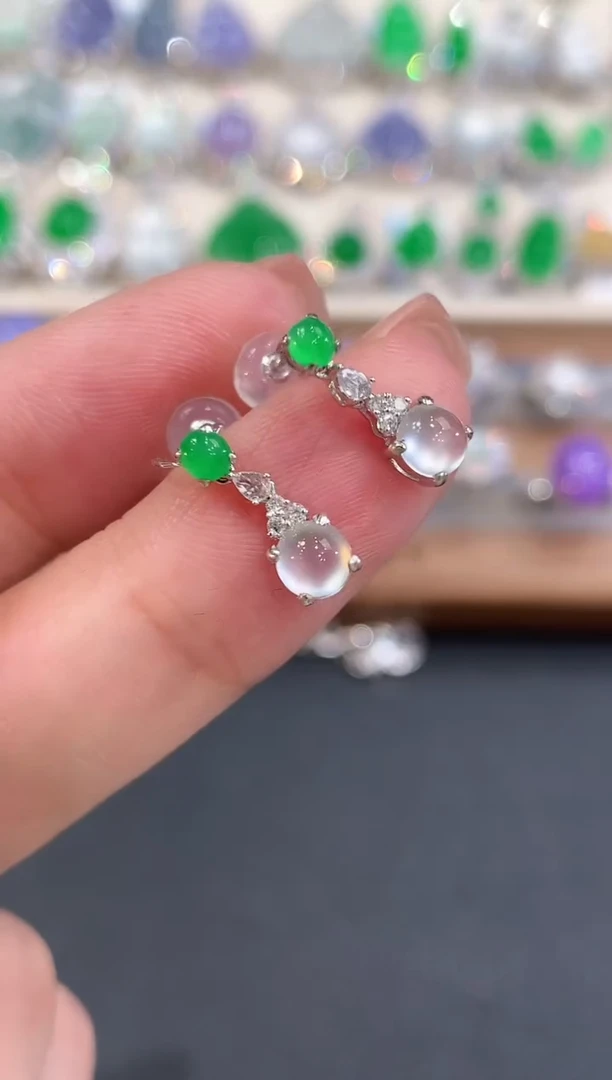 18K金镶嵌翡翠耳饰a57多样性一件发货