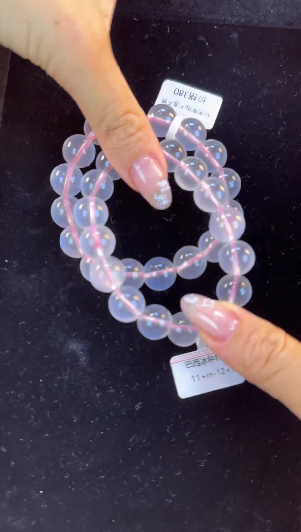水晶手链未镶嵌12mm粉水多样性发其一天然水晶微瑕