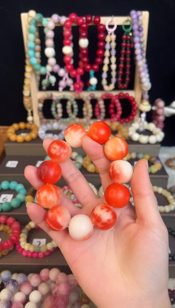 瓜皮红色菩提手串