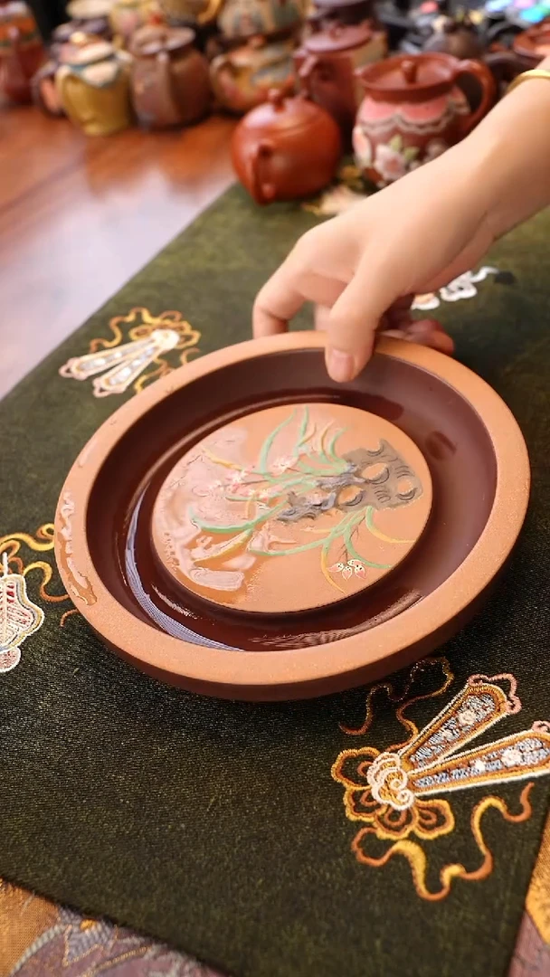 茶壶紫砂紫泥兰花壶承