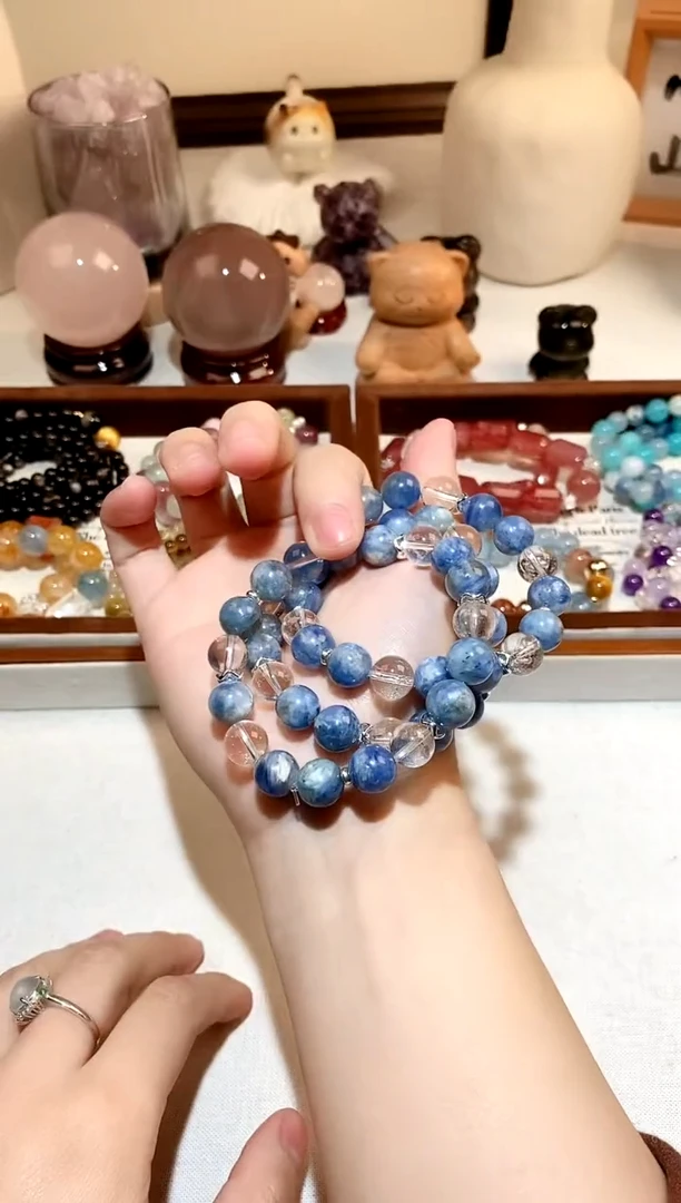 未镶嵌蓝晶石手串油画蓝晶石diy手串 多样性发一