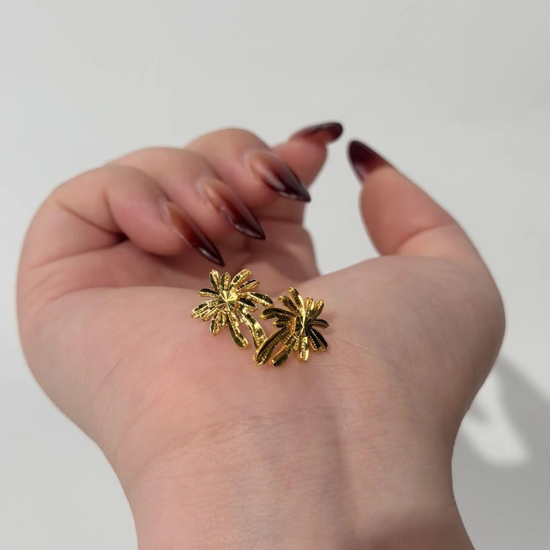 【金耳钉】烟花黄金耳钉5G足金999精致百搭通勤送女友零附加