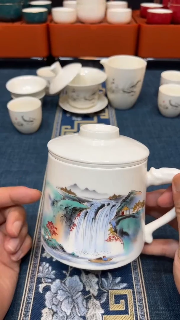 手工艺品琉璃高温白瓷办公杯