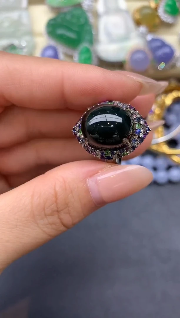 翡翠戒指18K金镶嵌311-雪姐翡翠天天见