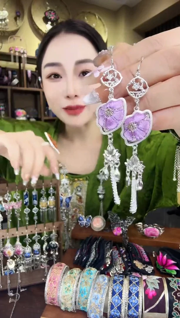 刺绣非遗刺绣民族风耳环
