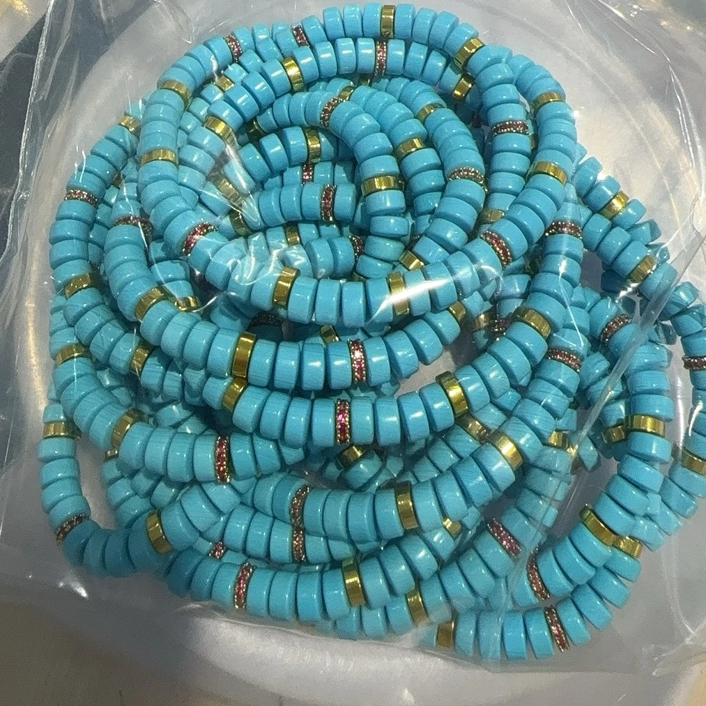 【沐羽珠宝】蓝色6mm药片珠女款时尚单圈手串20207