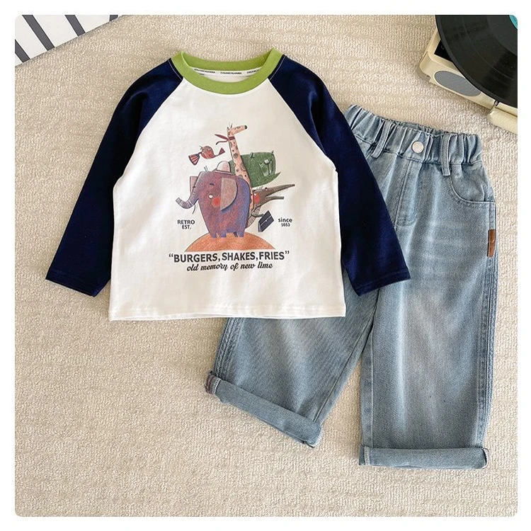 子航同款 春季新款儿童韩版卡通插肩袖打底cs7005