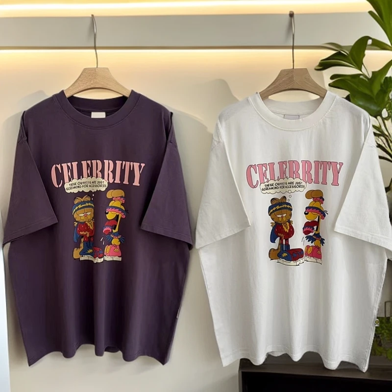 【趣味加菲】卡通加肥猫印花宽松减龄短袖T恤休闲百搭春夏新款大版