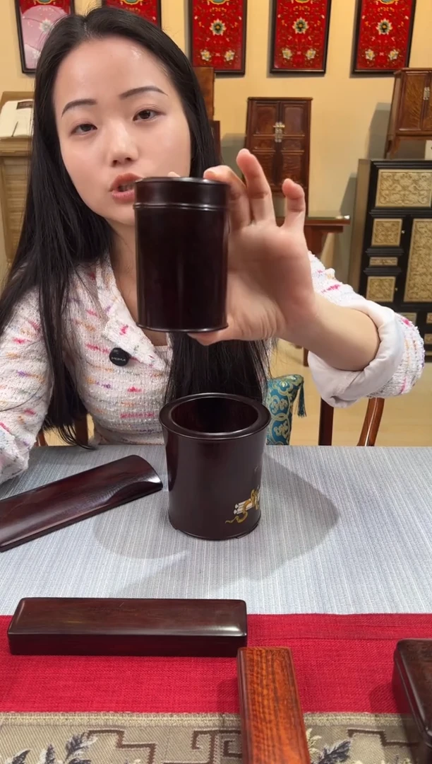 紫檀木类成套家具茶叶罐  一木挖   一物一拍