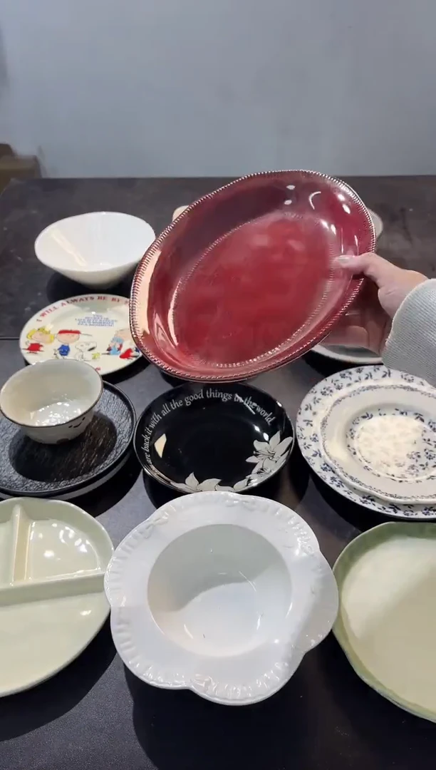 陶直播微瑕红色鱼盘*1