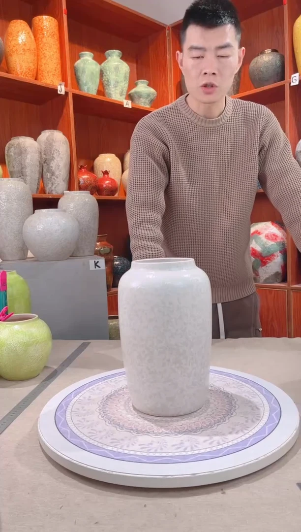 【闪购商品】瓶精品陶瓷花瓶 无花 茶白大口径中号