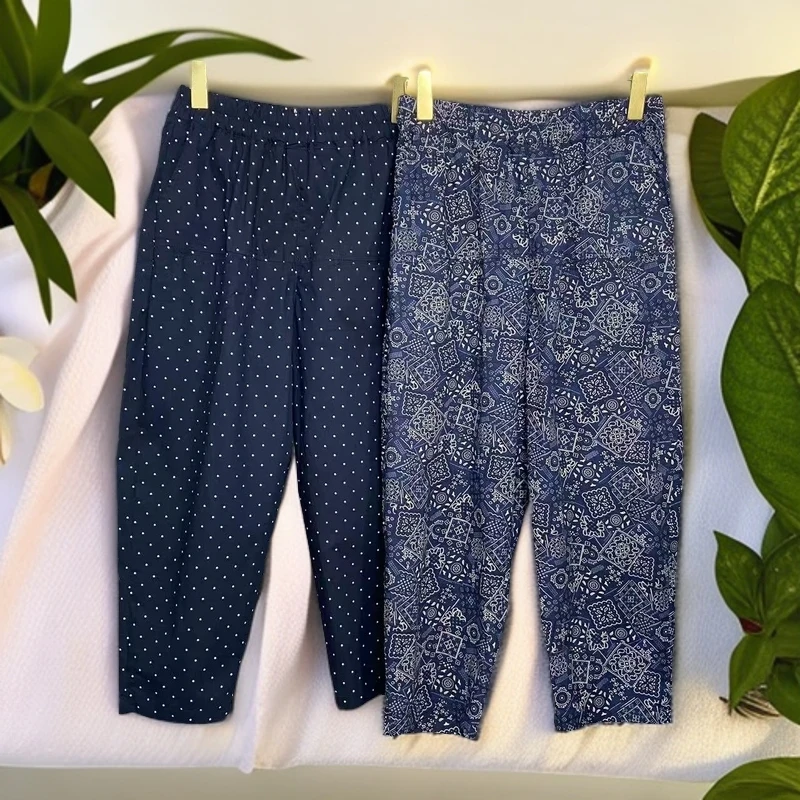 【禾女服饰】青花瓷棉布休闲裤