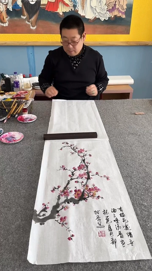 国画梅开五褔；；；；；