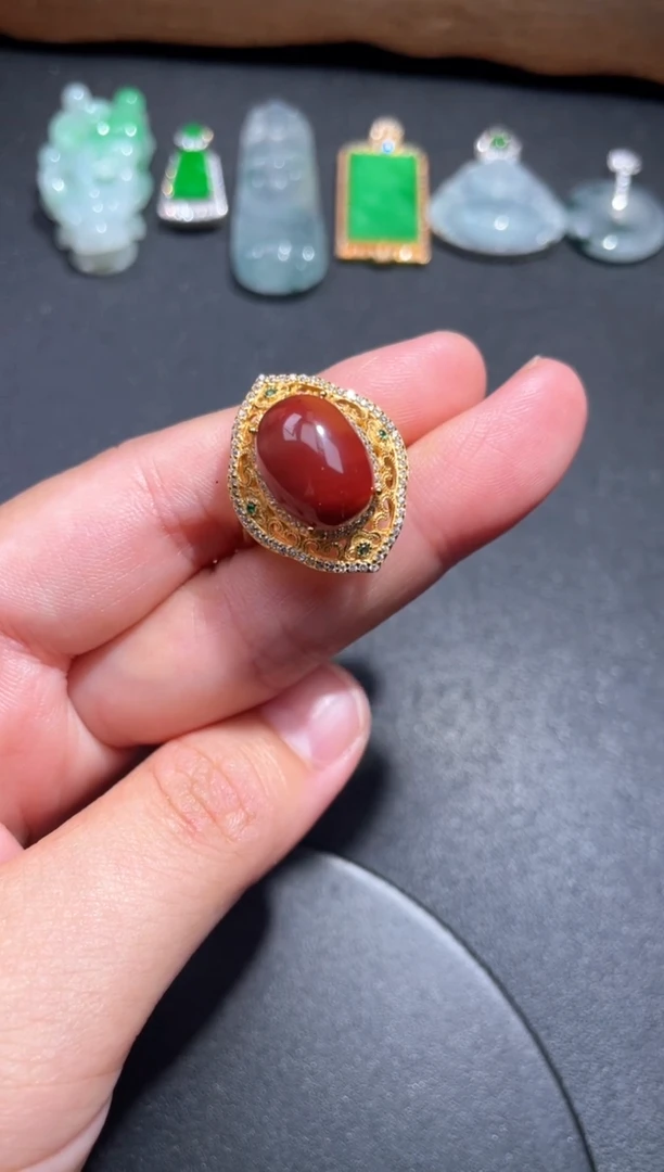 未镶嵌戒指南红玛瑙21