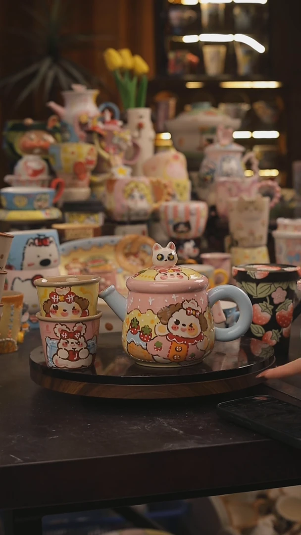 景德镇釉下彩绘设计师款式陶瓷一壶两杯