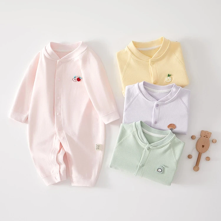 婴儿连体衣纯棉无骨春秋款薄款长袖哈衣打底初生男女宝宝