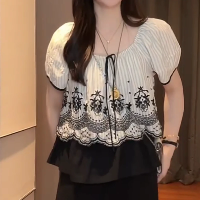 【蝉鸣之夏】2025新款夏季韩系蝴蝶结系带宽松衬衫LK2504552