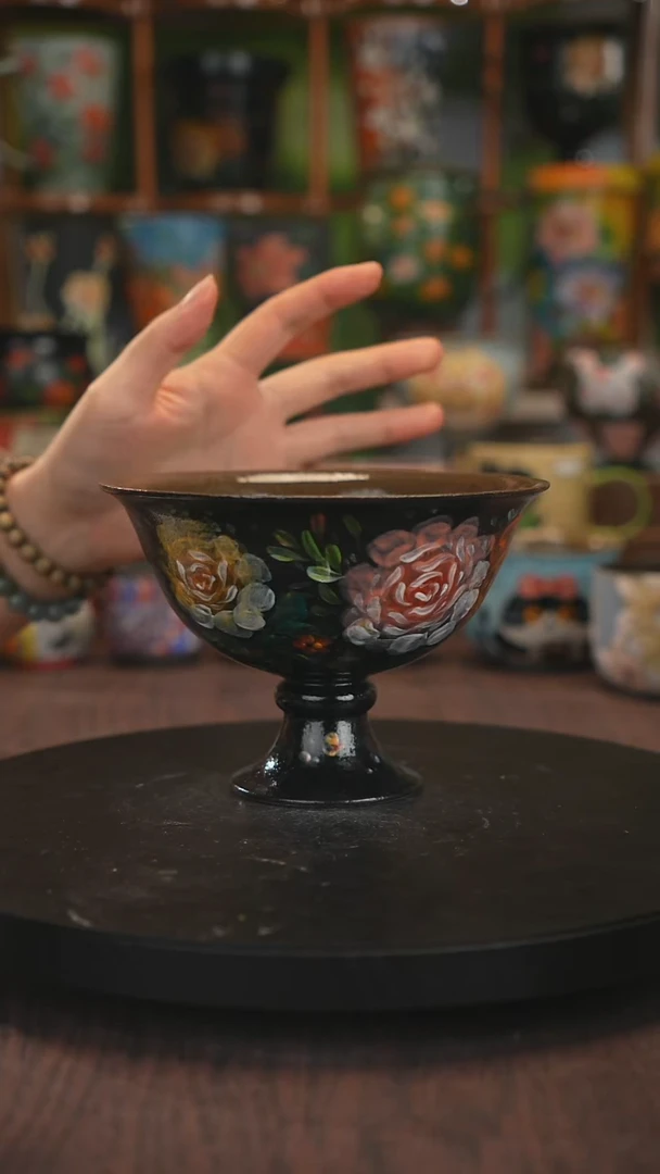 紫砂油画手绘釉下彩