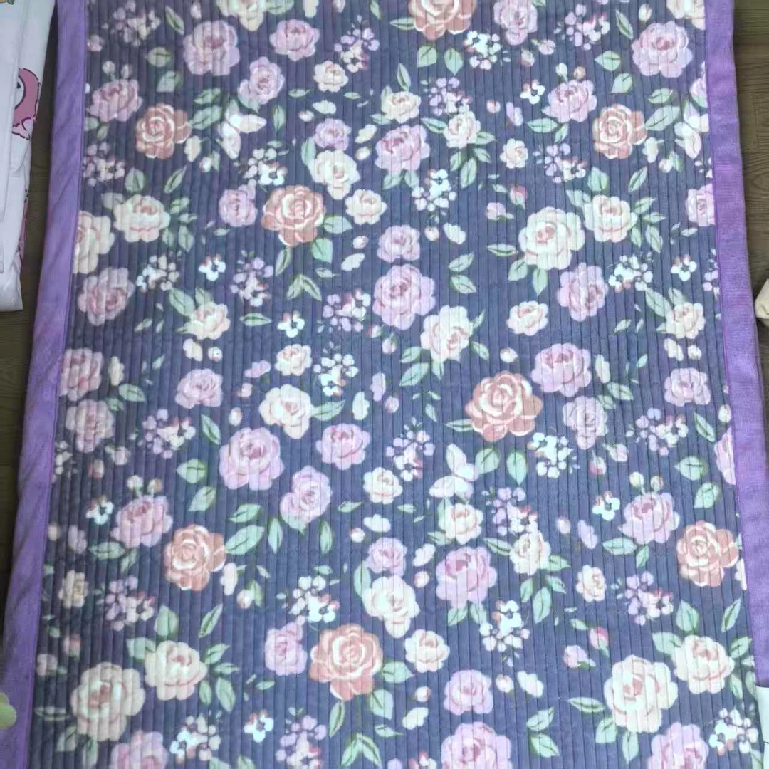 【紫底玫瑰】90*200牛奶绒加厚沙发垫冬季专用