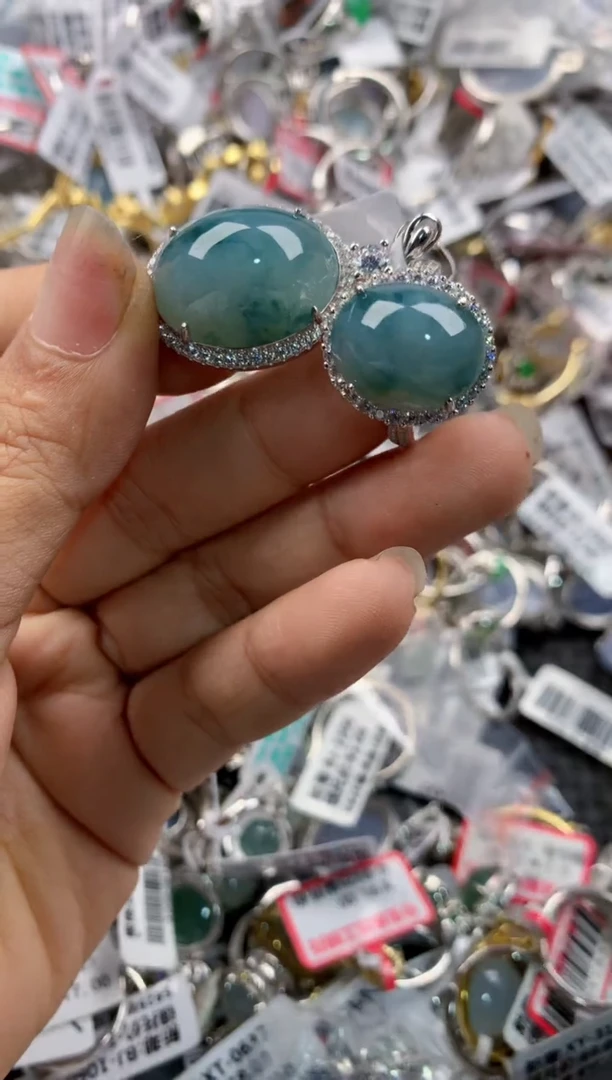 银S925镶嵌戒指翡翠888----6