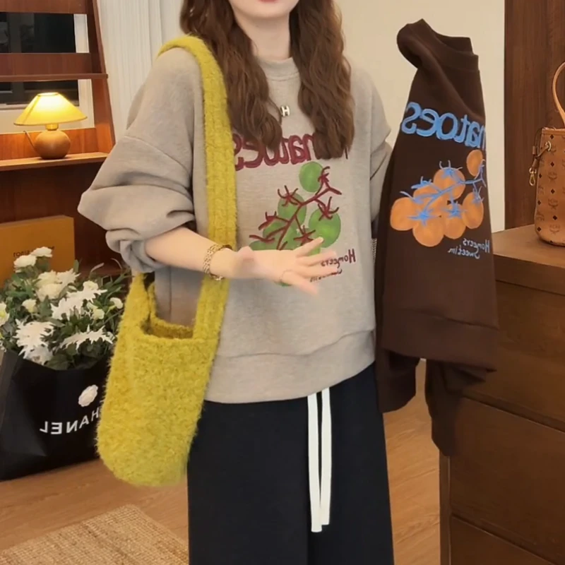 【番茄】2025秋季韩系落肩圆领时尚百搭卫衣LK2506841