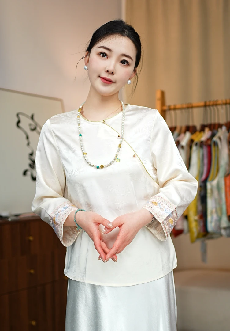 CHUNTIAN【双色打底】李李新中式人丝提花打底小衫