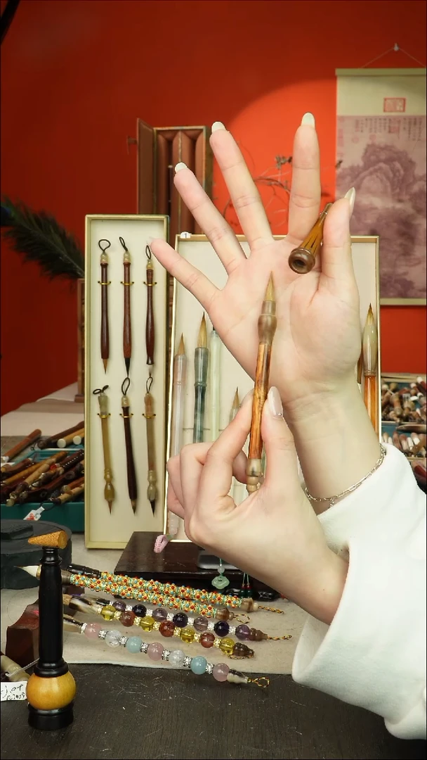 103号闪孤品高货毛笔链接 清水试笔 蘸墨不退