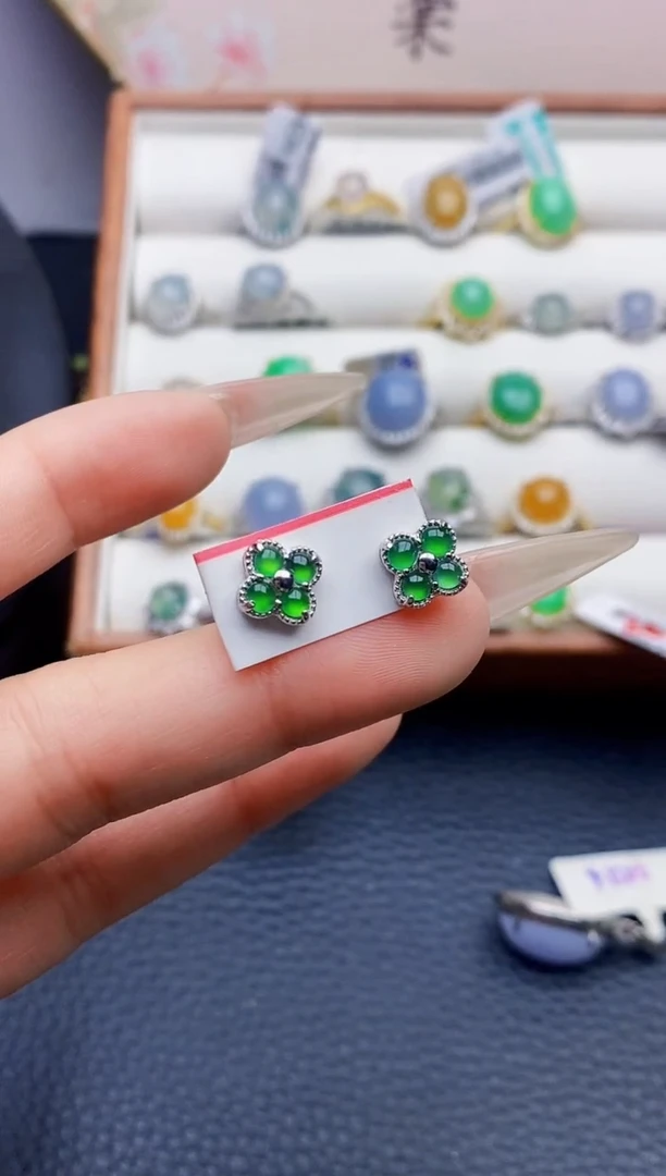 银S925镶嵌戒指翡翠3017