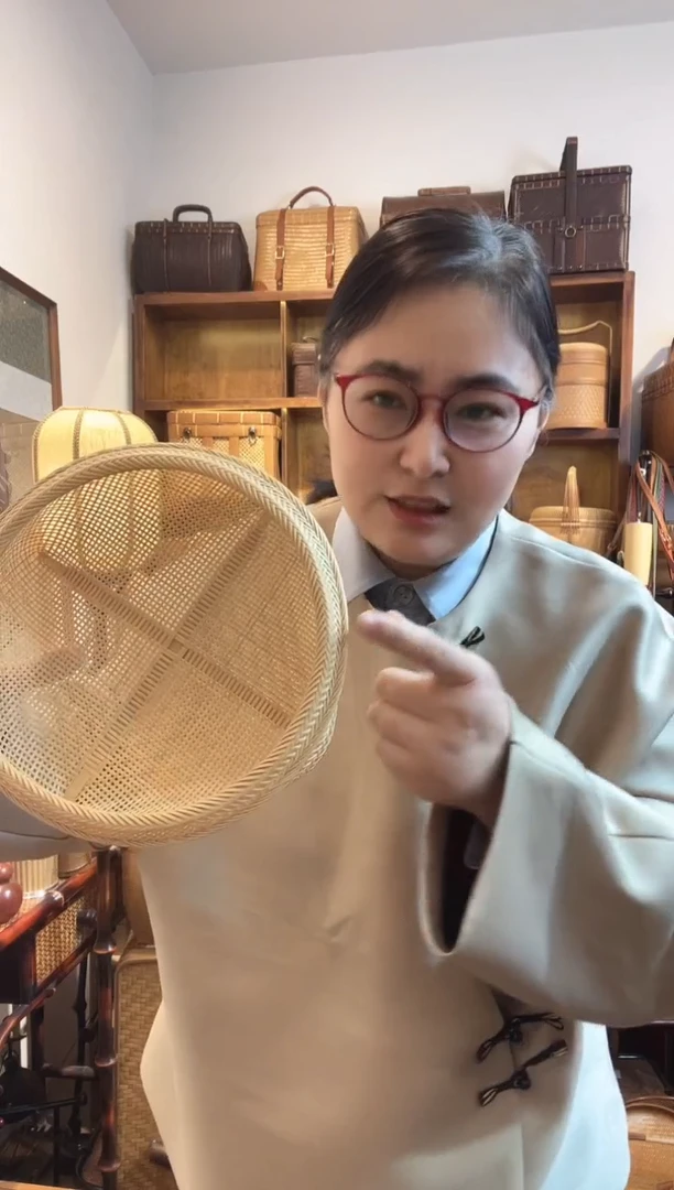 手工竹编镂空天圆地方水果筐