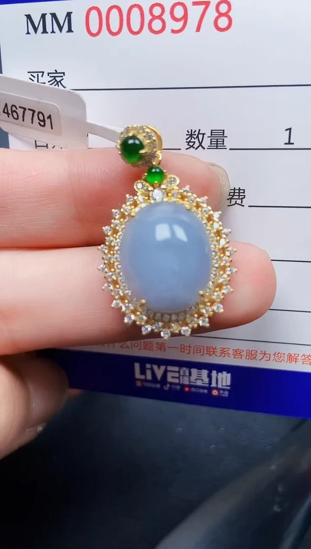 翡翠银S925镶嵌颈饰8978