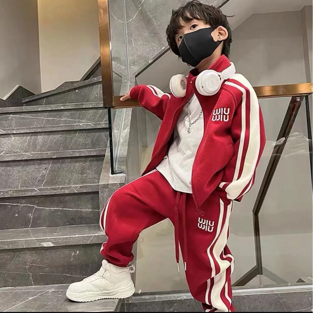 【新款亲子装】男女童春款童装拉链套装儿童运动服网红秋冬两件套G