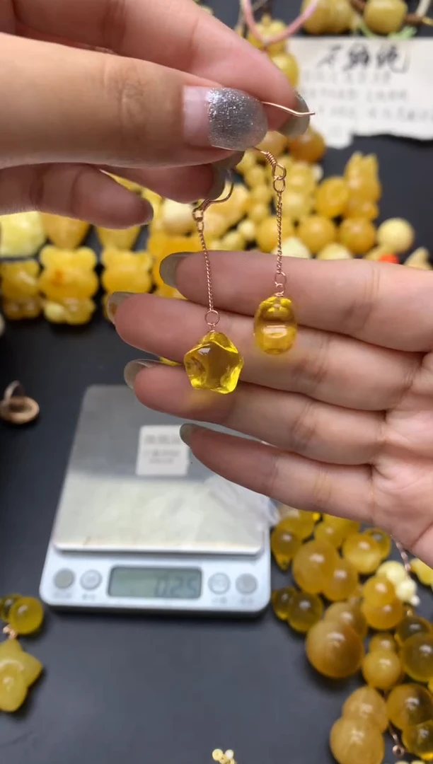 银S925镶嵌琥珀珠宝奇石086琥珀蜜蜡微瑕