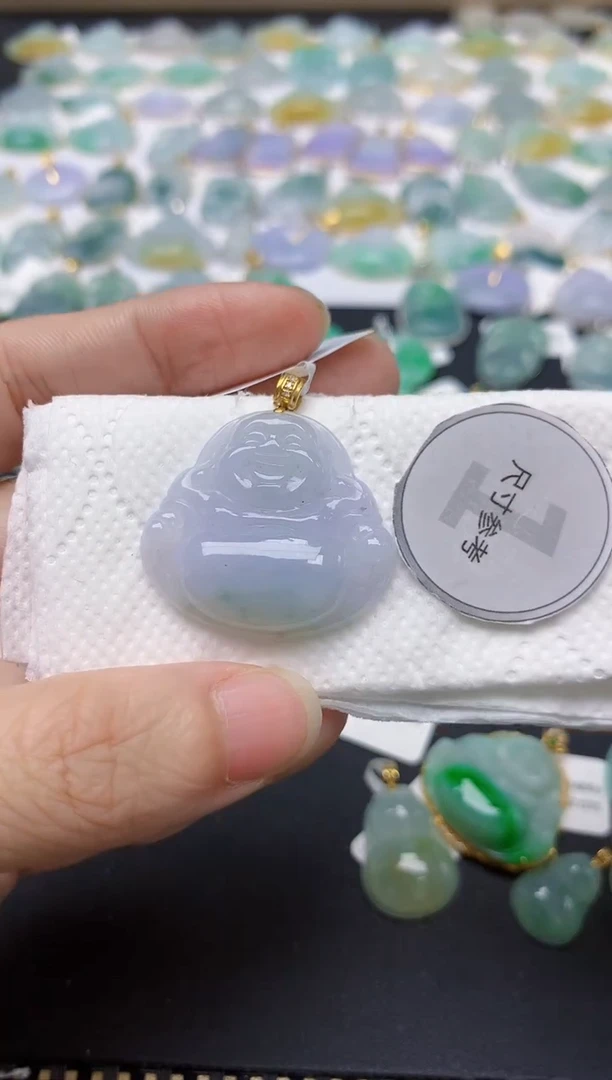 翡翠18K金镶嵌颈饰天然缅甸A货翡翠