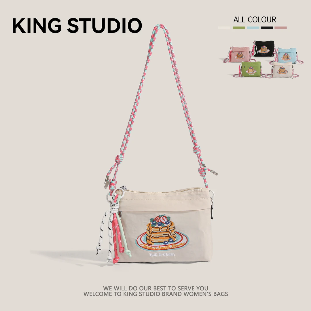 日本潮牌同款环保购物袋刺绣尼龙包迷你手提袋包单肩斜挎包