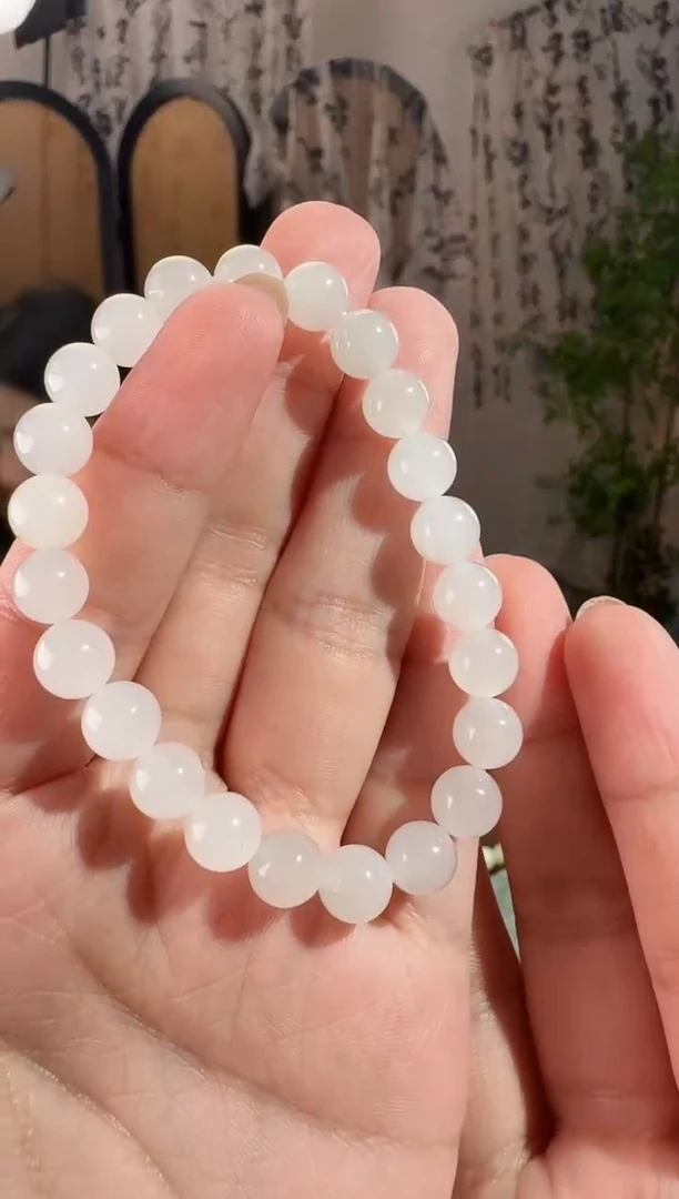 未镶嵌手串和田玉白玉手串 8mm