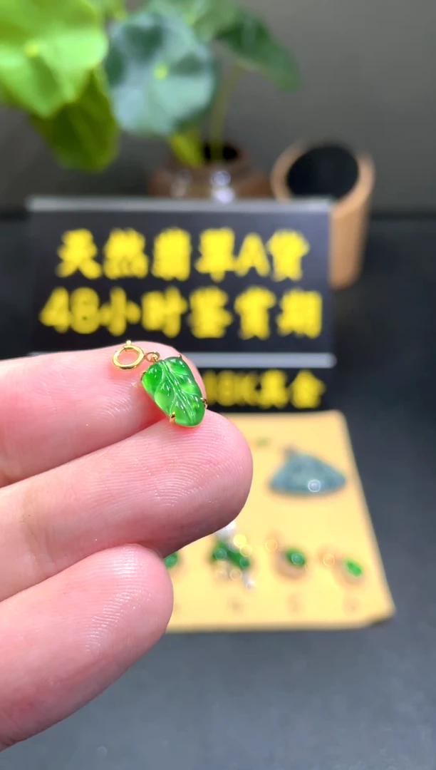 颈饰18K金镶嵌翡翠翡翠A货