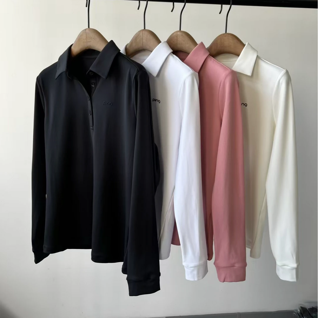 25年新款PING女士高尔夫抓绒弹力打底上衣/内里抓绒/弹力透气舒适
