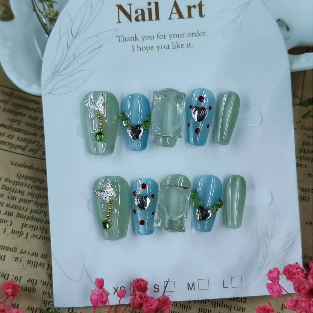 【全疆包邮040】高级纯欲纯手工穿戴甲ins风穿戴式可爱心动清新