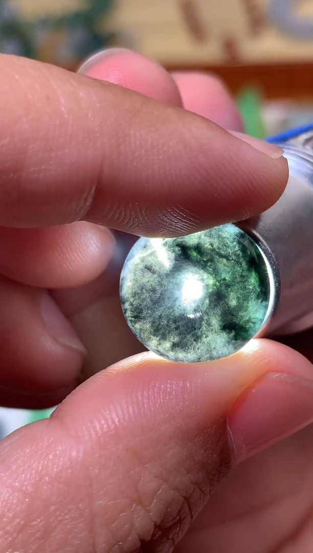 定制翡翠未镶嵌冰乌鸡扣子68+7