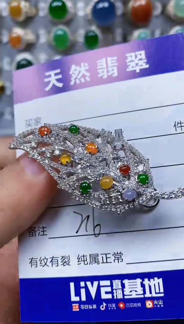 翡翠银S925镶嵌颈饰0216