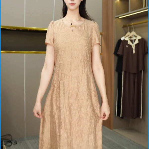 （H-721）高级定制版醋酸丝缎简约版连衣裙