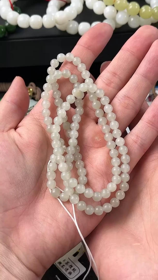 【闪购商品】和田玉项链未镶嵌且末青白项链卡6mm微色差