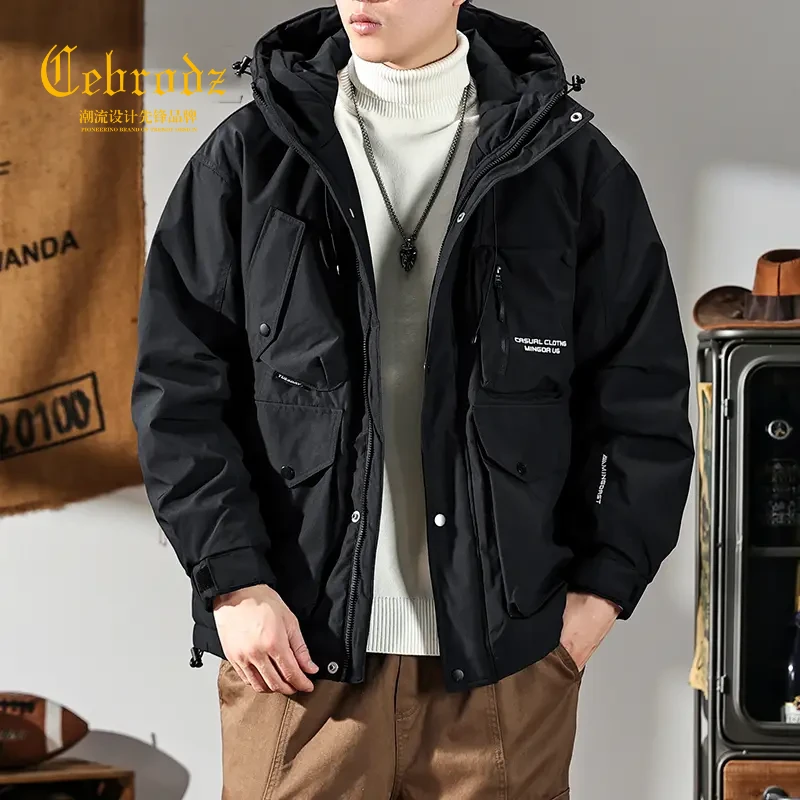 法国Cebrodz冬款三防户外重磅白鸭绒工装羽绒服男冬季保暖休闲