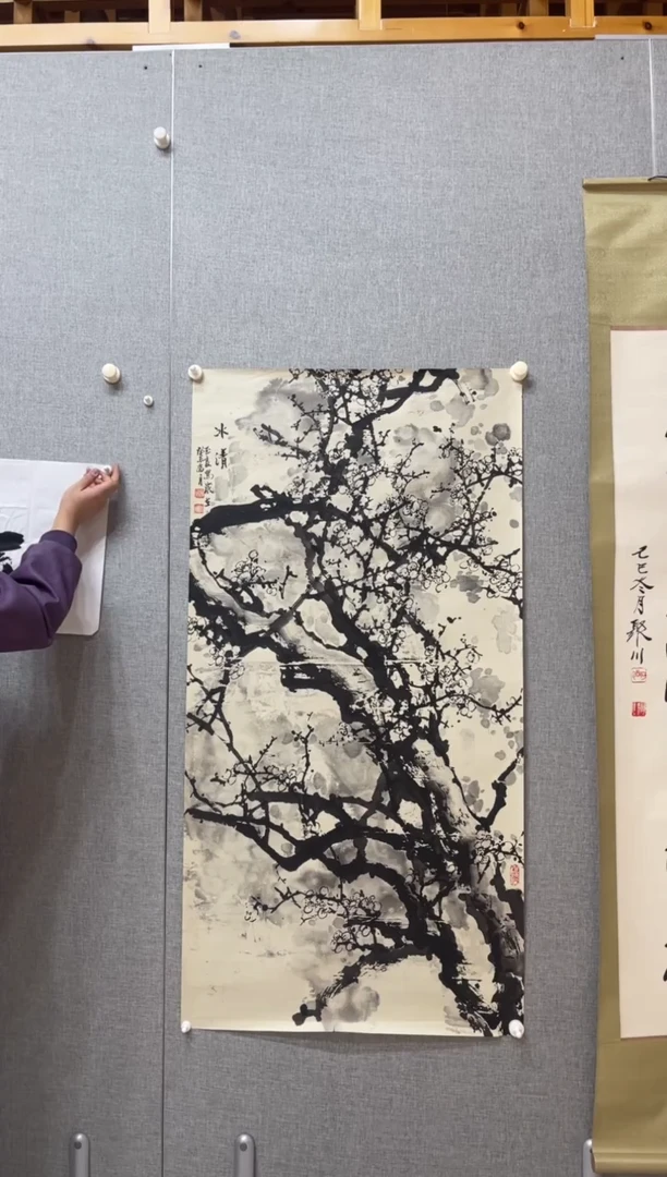 国画602W玉良冰清墨梅花鸟四尺整张